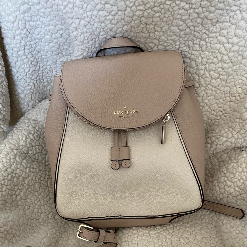 Kate Spade tan & white backpack